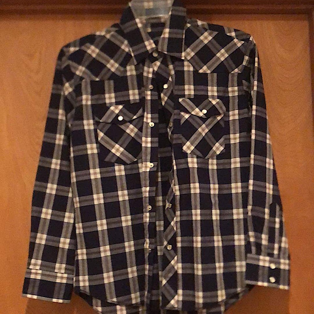 Western plaid button up dress shirt